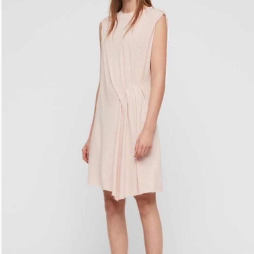 All Saints Dumas Jersey Asymmetric Light Pink Dress.Size S